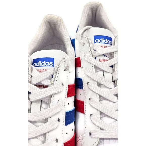 Adidas Superstar White Red Blue Stripe Shoes Ladies Size 9 Shell Toe AC7162 - Picture 16 of 16